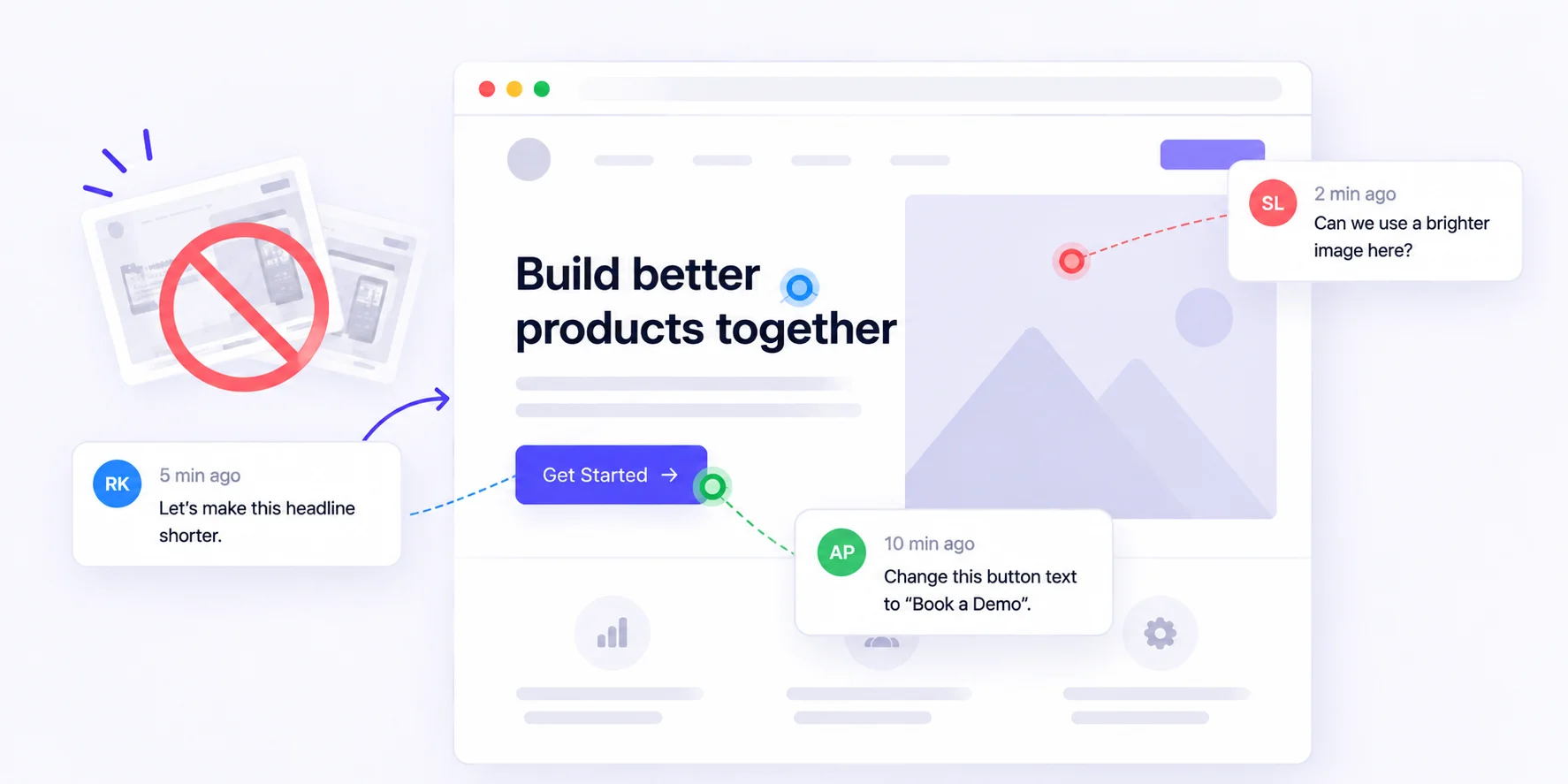 Website feedback tool with live comments and no screenshots